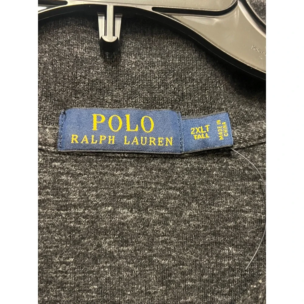 Polo Ralph Lauren Mens 2XLT Charcoal Gray Heather Cotton Quarter Zip Pullover